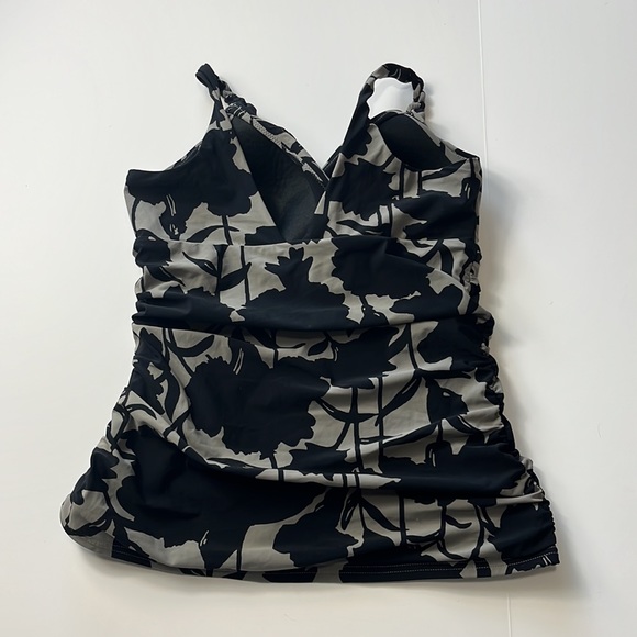 Lands' End Swim Tankini Top Women's 8 Black Gray Braided Strap Grip Strip Hem - Picture 11 of 11